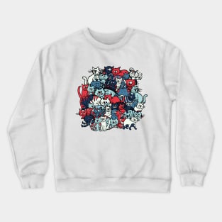 Fun Cat Doodle Pattern Crewneck Sweatshirt